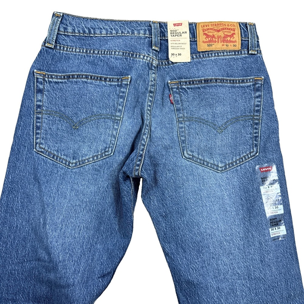 Levi's 502 Taper Jeans Men's 30X30 (30x 28.5)  Tapered Fit Blue Stretch NWT - Picture 7 of 15